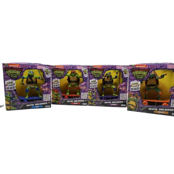 Teenage Mutant Ninja Turtles TMNT Sewer Shredders 5" Set of 4 Skateboard New - Picture 1 of 10